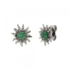 Pendientes Eguzkilore Plata Negra y Circonitas Verdes 14mm