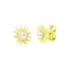 Pendientes Eguzkilore Plata Dorada y Perla 14mm