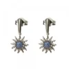 Pendientes Largos Eguzkilore Plata Negra y Circonitas Azules