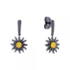 Pendientes Largos Eguzkilore Plata Negra y Circonitas Amarillas