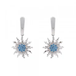 Pendientes Largos Eguzkilore Plata y Circonitas Azules