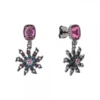 Pendientes Largos Eguzkilore Rutenio y Circonitas Multicolor