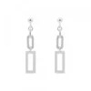 Pendientes Largos Rectangulares Plata y Circonitas