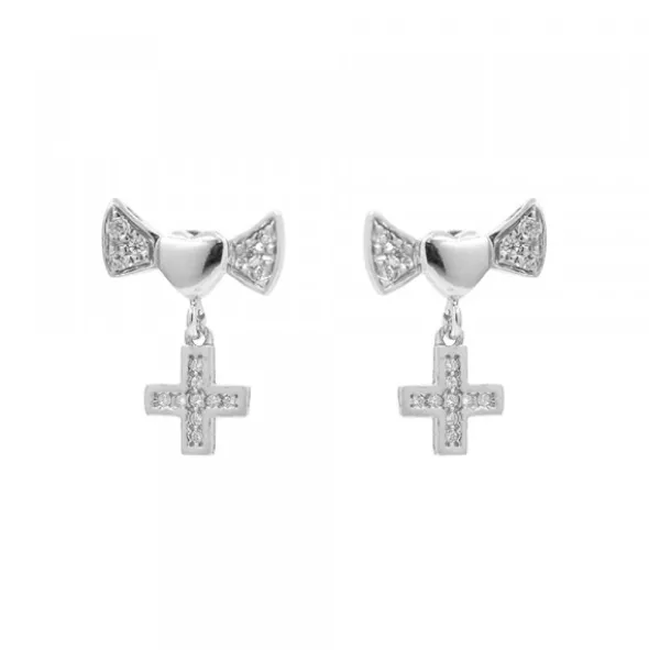 Pendientes Lazo y Cruz de Plata