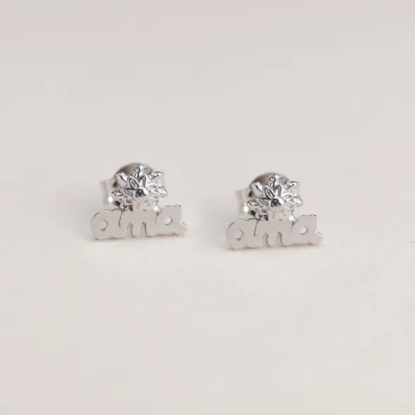 Pendientes Letras Ama Plata
