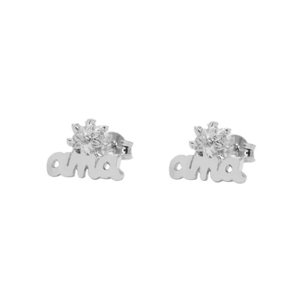 Pendientes Letras Ama Plata