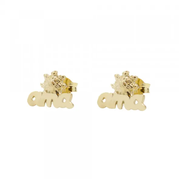 Pendientes Letras Ama Plata Dorada