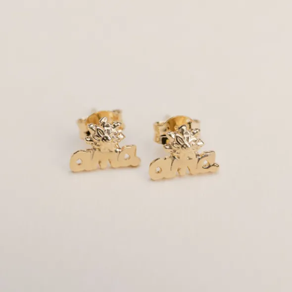 Pendientes Letras Ama Plata Dorada