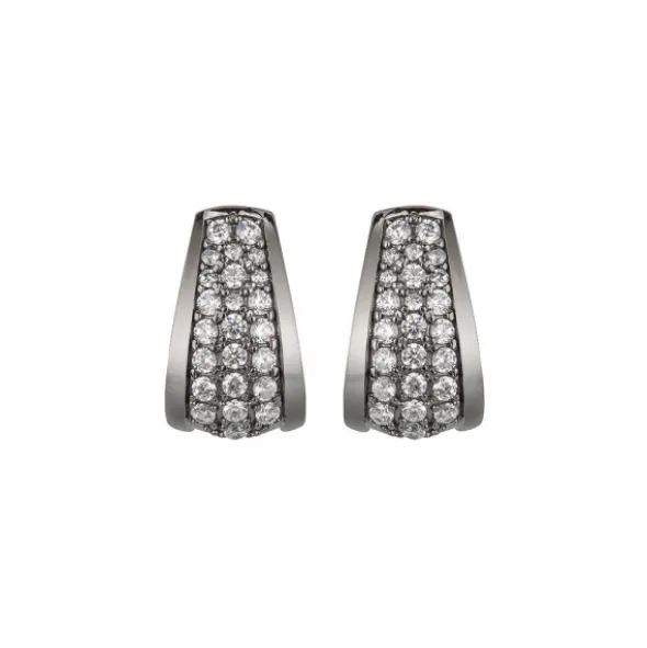 Pendientes London Plata Negra y Circonitas Blancas