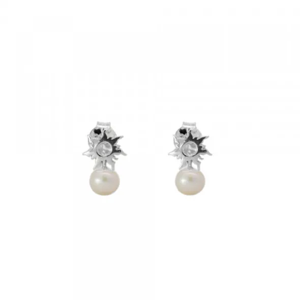Pendientes Mountain de Plata con Perla