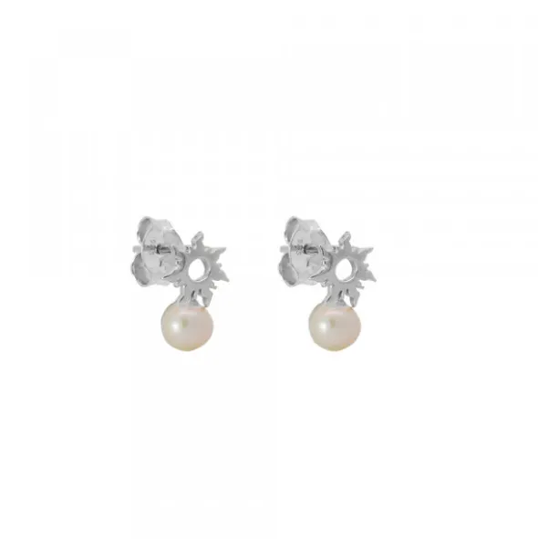 Pendientes Mountain de Plata con Perla