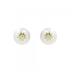 Pendientes Perla y Eguzkilore Dorado 7,5mm