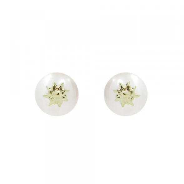 Pendientes Perla y Eguzkilore Dorado 7,5mm