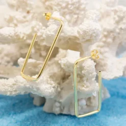 Pendientes Rectangulares Plata Dorada 40mm