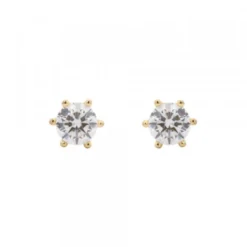 Pendientes Solitario Plata Dorada y Circonita 11mm