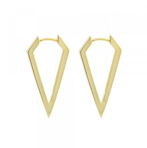 Pendientes Triangulares Plata Dorada 32mm