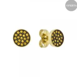 Pendientes Two Plata Dorada y Circonitas Amarillas