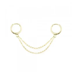Piercing Cadena Doble Cripa Plata Dorada