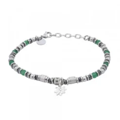 Pulsera Acero Cuentas Jade Verde