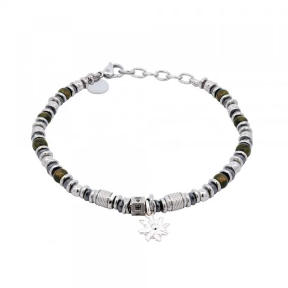 Pulsera Acero Cuentas Ojo de Tigre