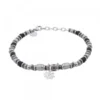 Pulsera Acero Cuentas Resina Negra