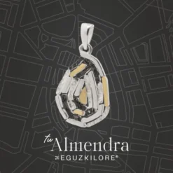 Pulsera Almendra de Vitoria Silueta Plata con Lámina de Oro