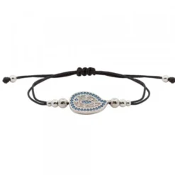 Pulsera Almendra Plata y Circonitas Azules