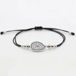 Pulsera Almendra Plata y Circonitas Azules