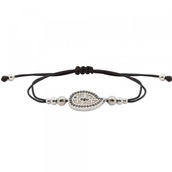 Pulsera Almendra Plata y Circonitas Negras