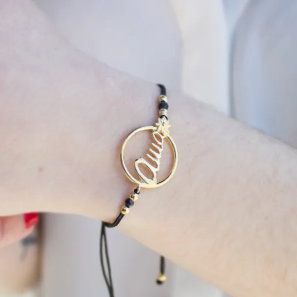 Pulsera Ama Calada Plata Dorada