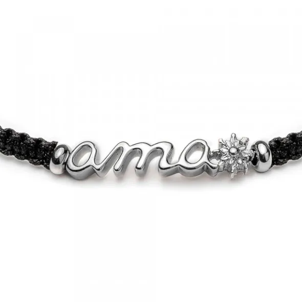 Pulsera Ama Plata Macramé Negro