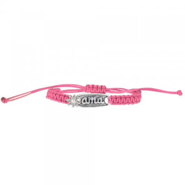 Pulsera Ama Rosa Plata con Acabado Rústico