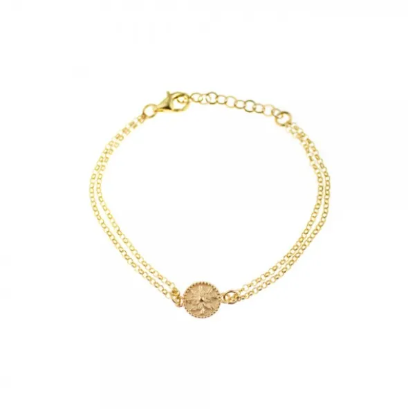 Pulsera Anuk Doble Cadena Plata Dorada