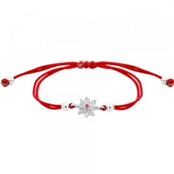 Pulsera Basic Colors Hilo Rojo Plata y Circonita Roja