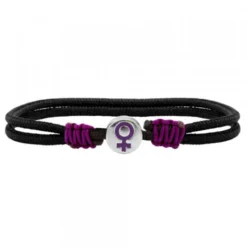 Pulsera Charm Símbolo Mujer Plata Esmalte Morado
