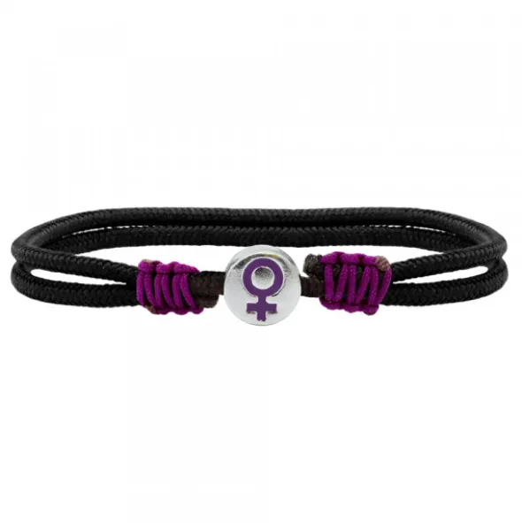 Pulsera Charm Símbolo Mujer Plata Esmalte Morado