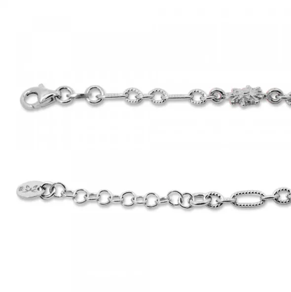 Pulsera de Plata con 3 Eguzkilore y Eslabones Grafilada