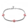 Pulsera de Plata con 3 Eguzkilore Rosas y Cadena Semirígida