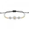 Pulsera Eguzkilore Bolitas Plata Bicolor y Macramé