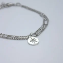 Pulsera Eguzkilore Cadena Eslabones Plata Triple