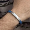 Pulsera Eguzkilore Cuero trenzado Azul Personalizable