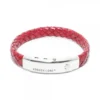 Pulsera Eguzkilore Cuero trenzado Granate