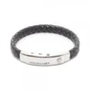 Pulsera Eguzkilore Cuero Trenzado Negro Personalizable