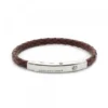 Pulsera Eguzkilore Estrecha Cuero Trenzado Marrón