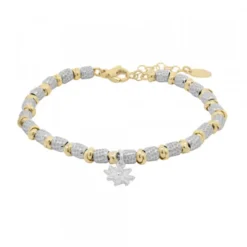 Pulsera Eguzkilore Martelé Plata Bicolor