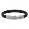 Pulsera Eguzkilore Mate Cuero Trenzado Negro Personalizable