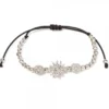 Pulsera Eguzkilore Plata con Bolitas y Macramé