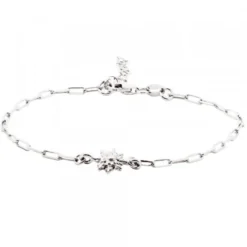 Pulsera Eguzkilore Plata Rosa con Bolitas de Plata