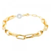 Pulsera Eslabones Alargados de Plata Dorada