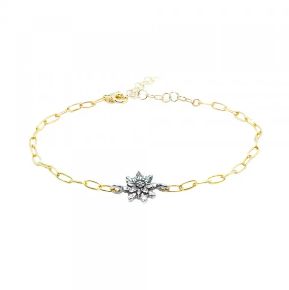 Pulsera Eslabones Plata Dorada y Eguzkilore Plata
